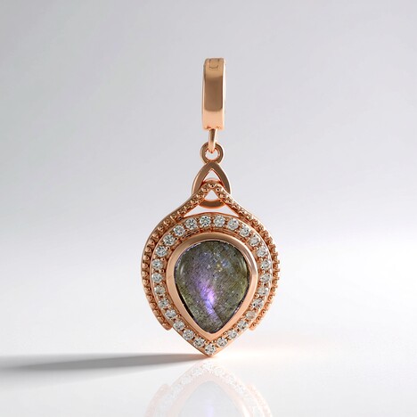 Ciondolo in argento con Labradorite rosa Maniry