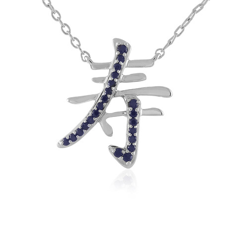 Zilveren halsketting met blauwe saffieren