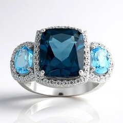 Bague en argent et Topaze bleu de Londres (de Melo Essence)