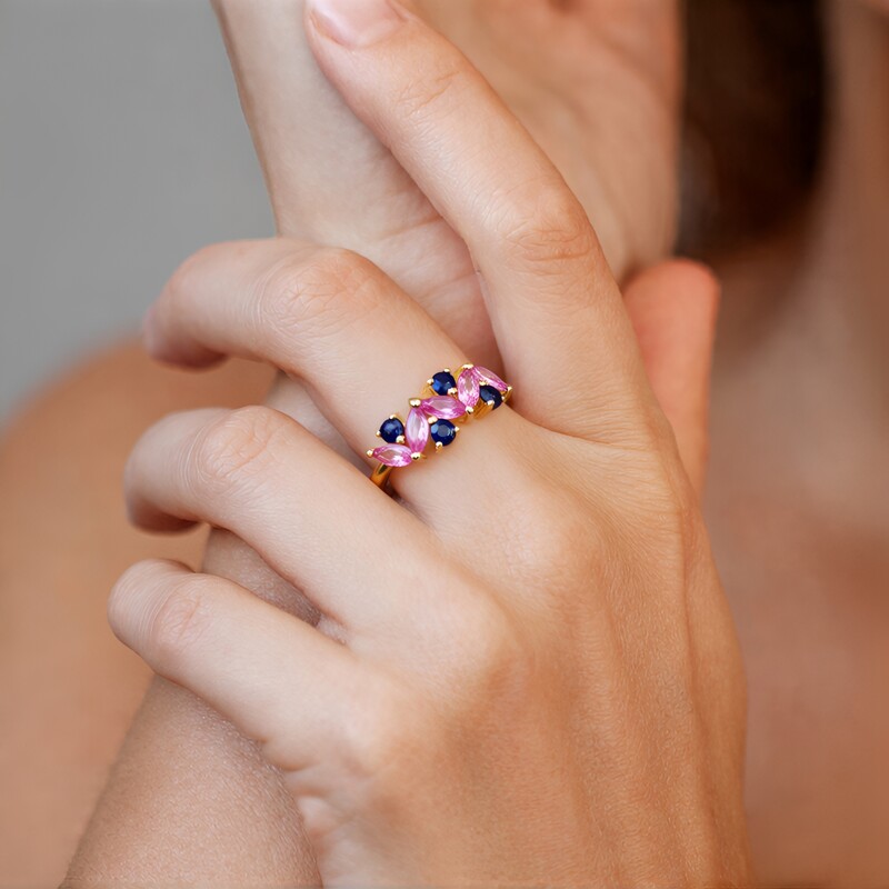 Pinkfarbener Ceylon-Saphir-Goldring (Adela Gold)