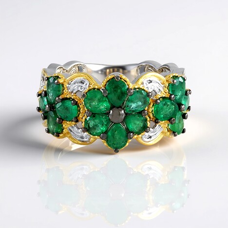 Anello in argento con Smeraldo Zambia (Gems en Vogue)