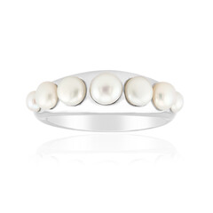 Bague en argent et Perle blanche de culture d'eau douce (Michelle Albala)