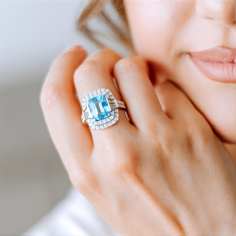 AAA-Brasilianischer Aquamarin-Goldring (CIRARI)