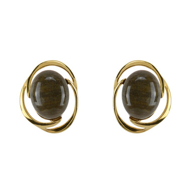 Pendientes en plata con Madera de palma petrificada (dagen)