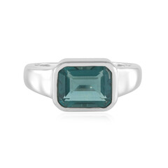 Zilveren ring met een petroleumkleur fluoriet