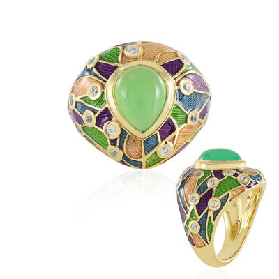 Bague en argent et Calcédoine verte (Adela Silber)