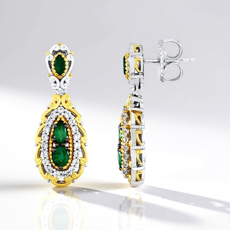 Orecchini in argento con Smeraldo Zambia (Gems en Vogue)