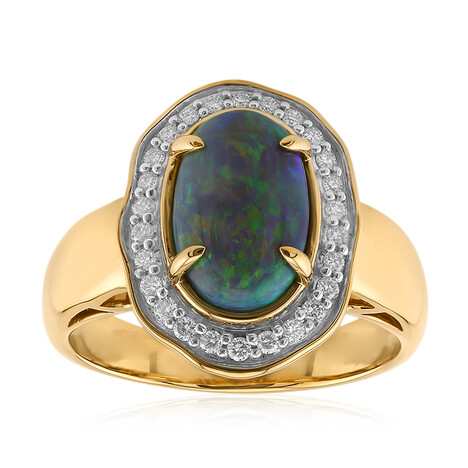 Lightning Ridge-Schwarzer Opal-Goldring (de Melo)