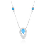 Neonblauer Apatit-Silbercollier