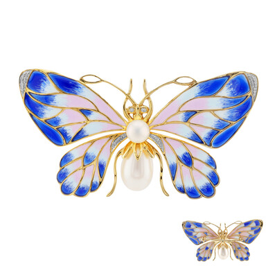 Zilveren broche met een Witte zoetwater kweekparel (TPC)
