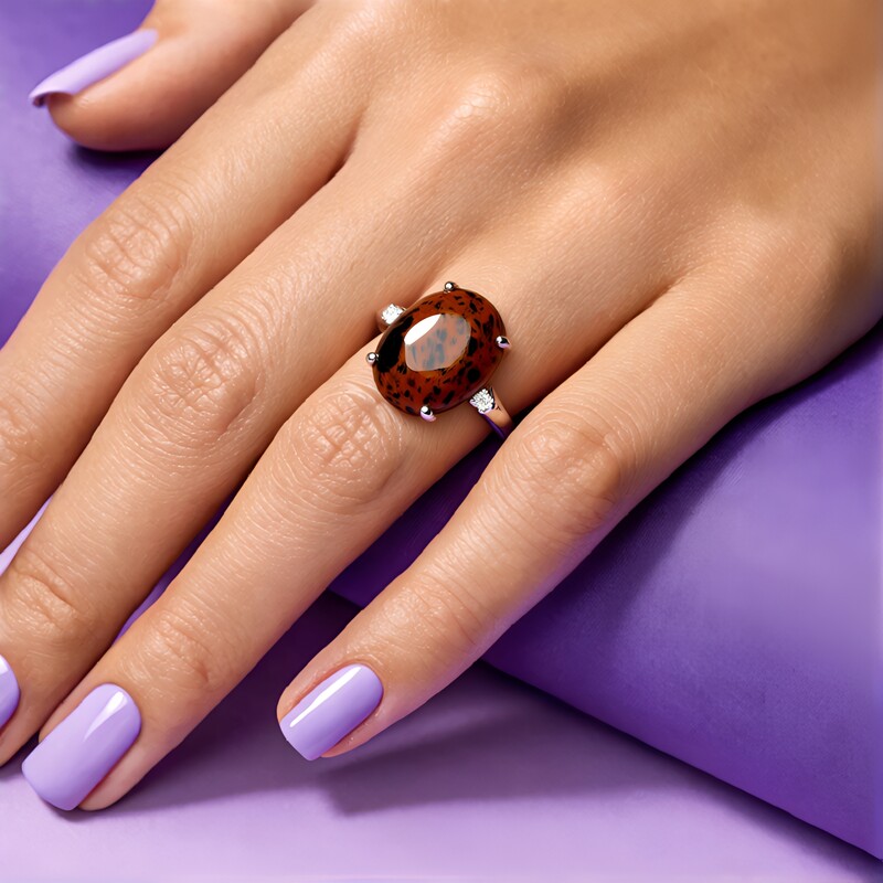 Mahagoni-Obsidian-Silberring