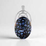 Ciondolo in argento con Legno di Palma pietrificato Jambi (Bali Barong)