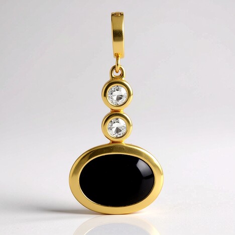 Pendentif en argent et Diopside étoilé d'Inde