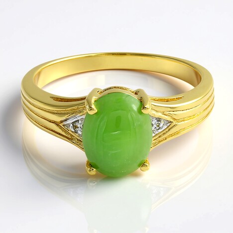 Anello placcato in oro con Crisoprasio Imperiale