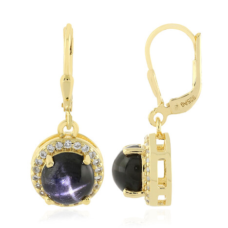 Pendientes en plata con Diópsido estrella de la India