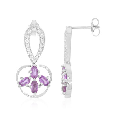 Boucles d'oreilles en argent et Saphir du Mozambique