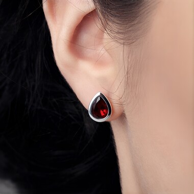 Pendientes en plata con Granate de Mozambique