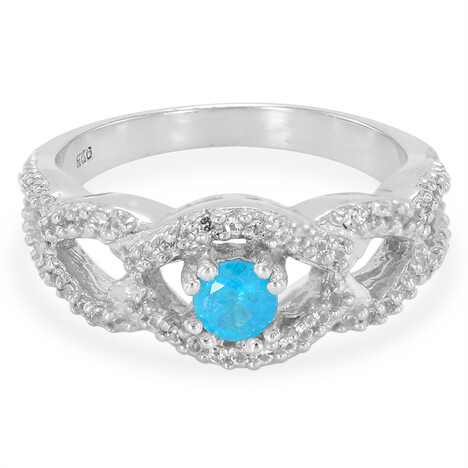 Neonblauer Apatit-Silberring