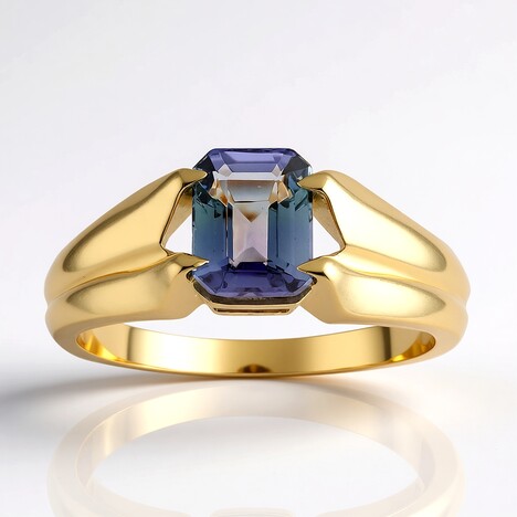 Anello in oro con Tanzanite (non riscaldata) (de Melo Gold)