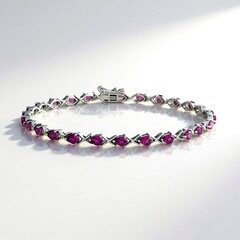 Brazalete en plata con Granate Magenta
