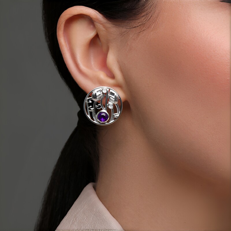 Pendientes en plata con Amatista (MONOSONO COLLECTION)