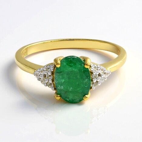 Anello placcato in oro con Smeraldo Bahia