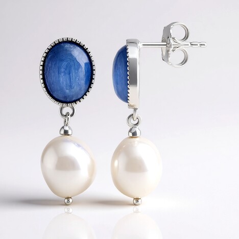 Orecchini in argento con Perla d'Acqua Dolce Argentata (TPC)