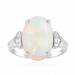 Anillo en oro con Ópalo blanco de Brasil