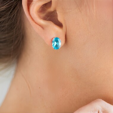 Pendientes en plata con Apatita azul
