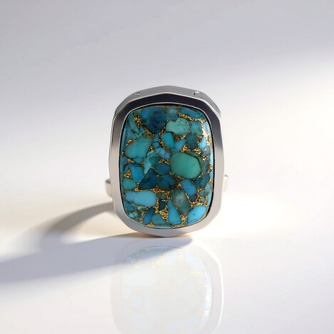 Ciondolo in argento con Turchese Ramato Blu Mohave (MONOSONO COLLECTION)