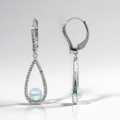Orecchini in argento con Perla d'Acqua Dolce Bianca (Adela Silber)