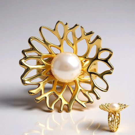 Anello in argento con Perla d'Acqua Dolce Bianca (TPC)