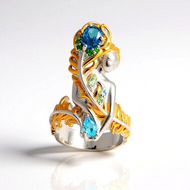 Pierścionek ze srebra - Topaz niebieski London Blue (Gems en Vogue)