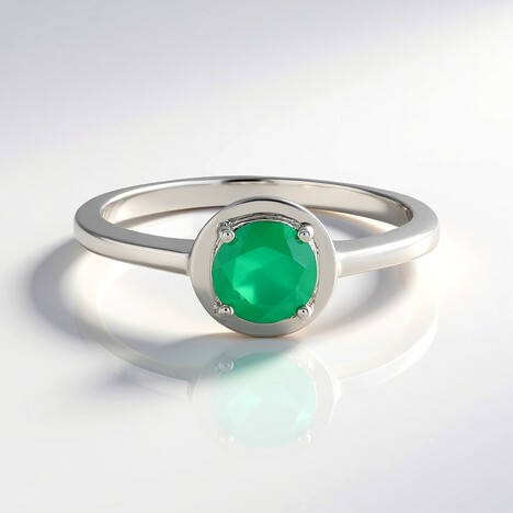 Anello in argento con Onice Verde