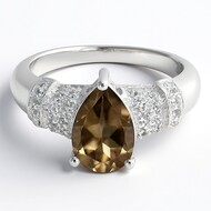 Bague en argent et Quartz fumé