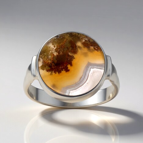 Anello in argento con Agata Muschiata (Bali Barong)