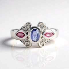 Anello in argento con Zaffiro Ceylon Blu (non riscaldato)