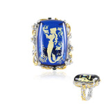 Blauer Bernstein-Silberring (Gems en Vogue)