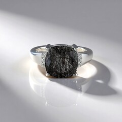 Anello in argento con Quarzo Rutilato Nero