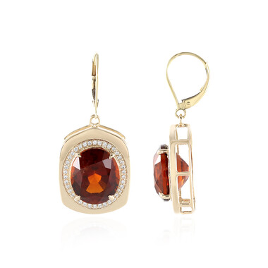 Pendientes en oro con Granate Hesonita