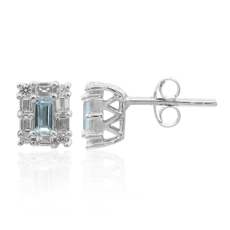 Boucles d'oreilles en argent et Topaze bleu ciel