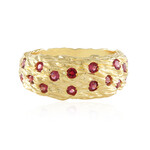 Zilveren ring met edele rode spinelstenen