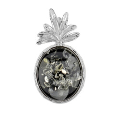 Colgante en plata con Ámbar báltico verde