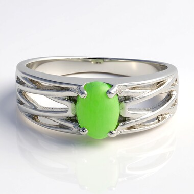 Anillo de hombre en plata con Crisoprasa imperial
