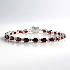 Bracelet en argent et Grenat du Mozambique