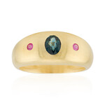 Petrolfarbener Saphir-Silberring