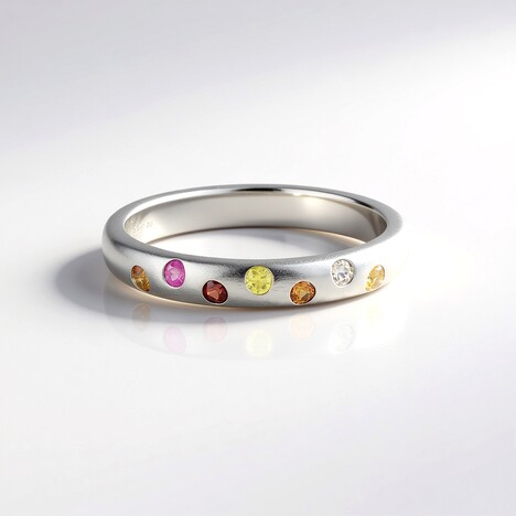 Anello in argento con Zaffiro Fancy