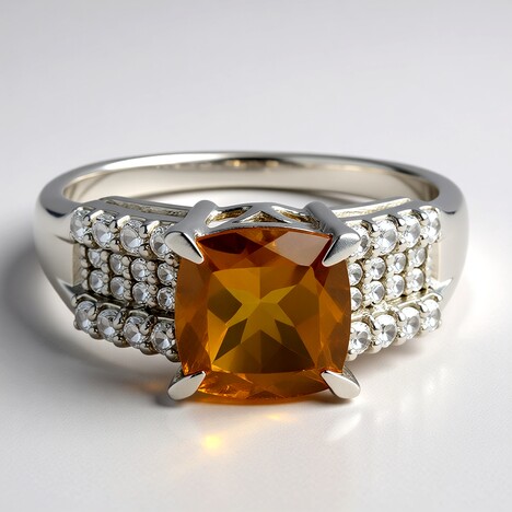 Anello in argento con Quarzo Cognac