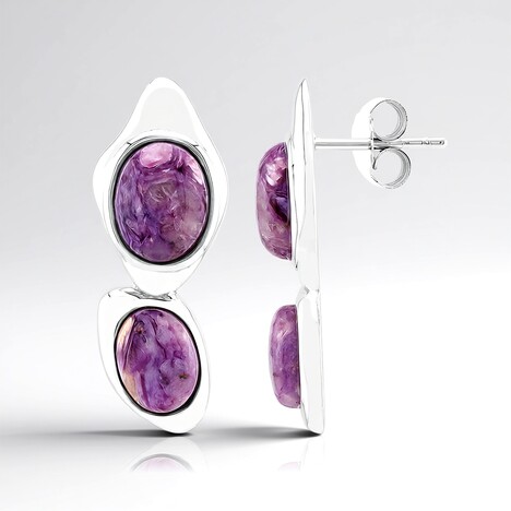 Boucles d'oreilles en argent et Charoïte