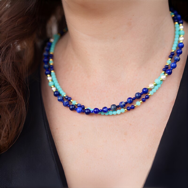 Lapis Lazuli Silver Necklace (Riya)